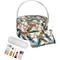 SINGER® Large Jungle Print Premium Round Sewing Basket with Travel Sewing Kit